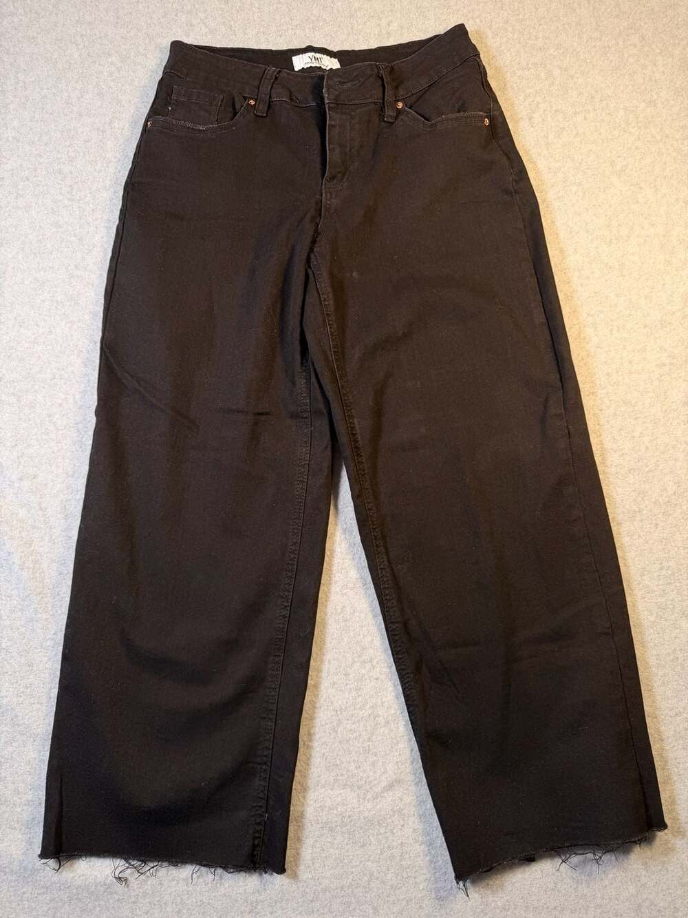 YMI Black Raw Hem Wide Leg Jeans Size 3/26